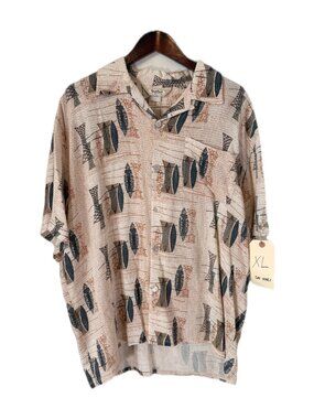 Men's Vintage 1970s DaVinci California Patterned Button-Down Shirt